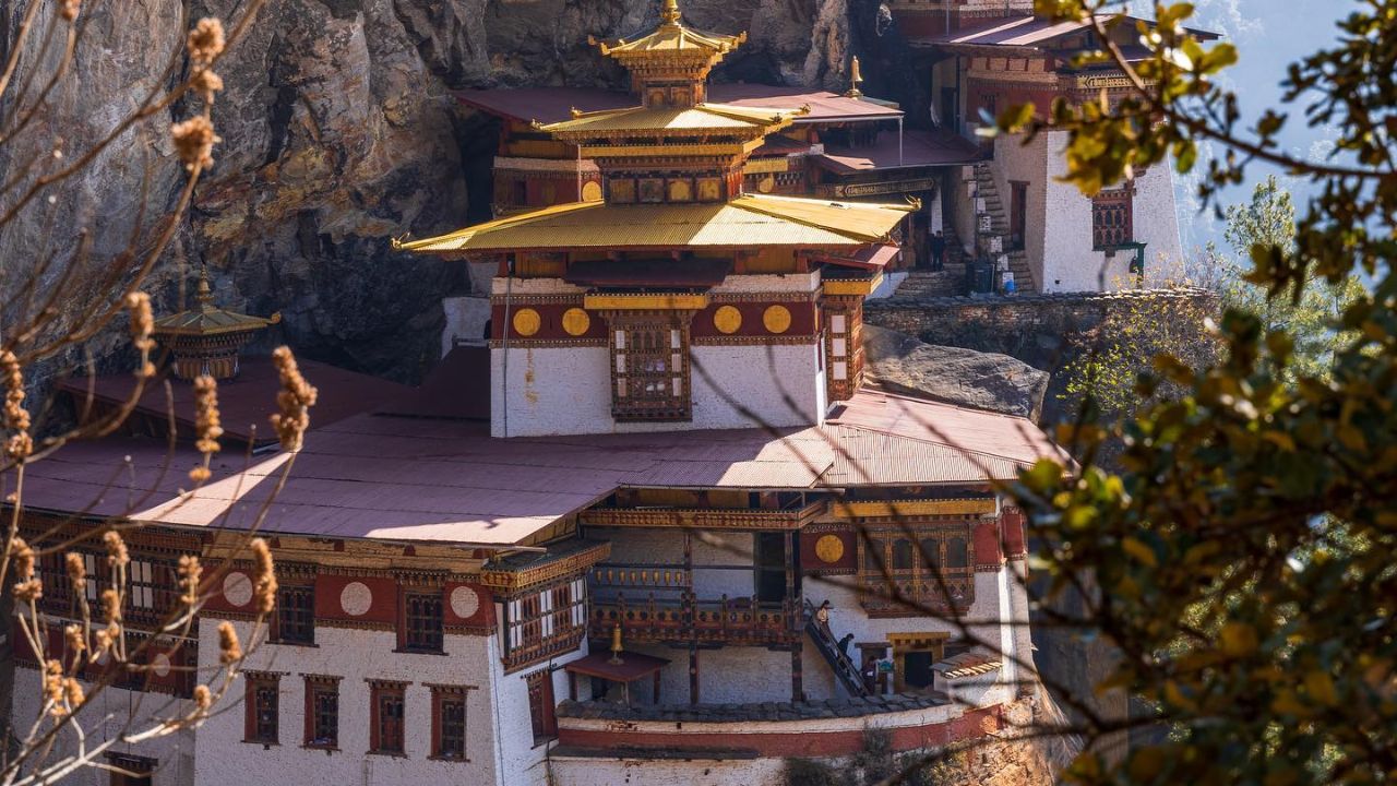 Tiger’s Nest Monastery sits dramatically on a cliff, overlooking the Paro Valley below.