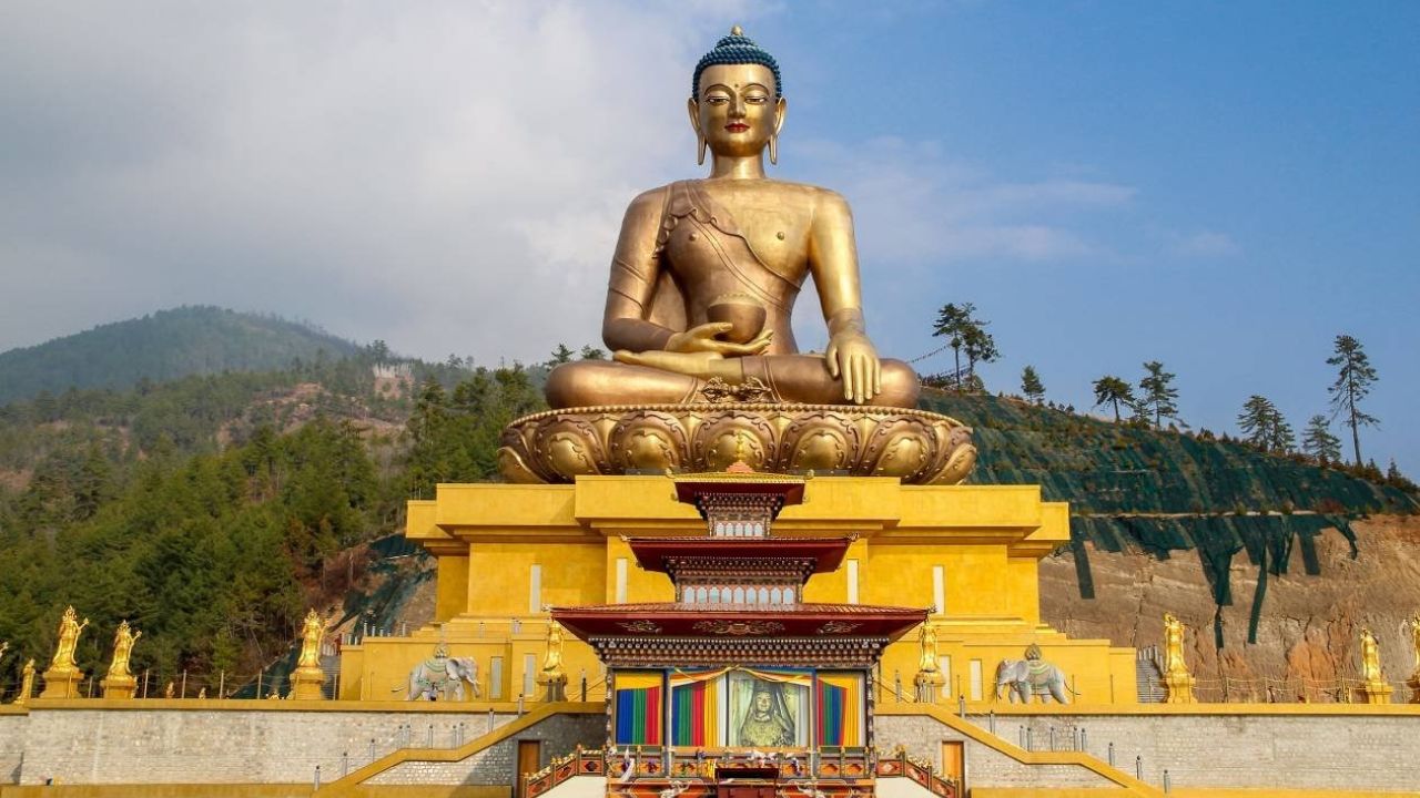 Buddha Dordenma statue overlooking Thimphu Valley in Bhutan, a symbol of peace and spirituality.