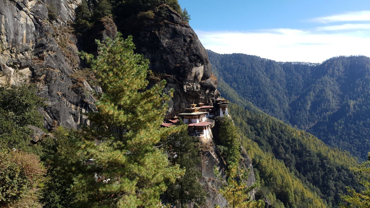 Taktsang Monastery in the Cliffs of the Paro Valley.